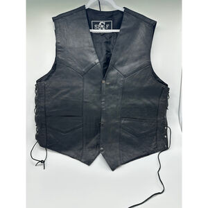 Men's SHAF Leather Vest Black Size 54